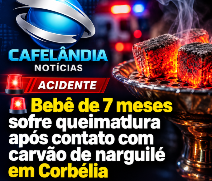Bebê de 7 meses sofre queimadura após contato com carvão de narguilé em Corbélia